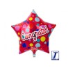 Foliowe Balony czerwony z napisem "Congrats". 15"- 38 cm / 1 szt.