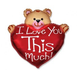 Foliowe Balony czerwone z napis. "I Love You This Much". 18" - 46 cm / 1 szt.