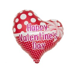 Foliowy Balony czerwony z napis. "Happy Valentine’s Day"(Serce) metalik. 14" - 35 cm / 1 szt.