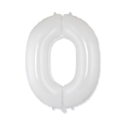 Balon foliowy biały "cyfra 0", 33,5"- 85 cm /1szt