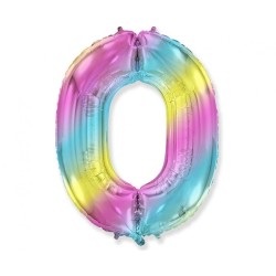 Balon foliowy kolorowy "Cyfra 0", 33,5"- 85 cm / 1 szt