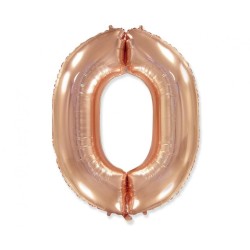 Balon foliowy różowo-złota "Cyfra 0", 33,5"- 85 cm / 1 szt