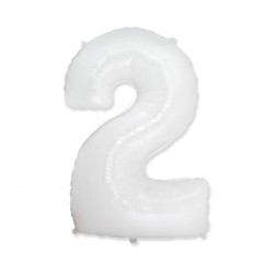 Balon foliowy biały "cyfra 2", 33,5"- 85 cm /1szt