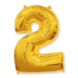 Balon foliowy złota "cyfra 2", 33,5"- 85 cm /1szt