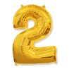 Balon foliowy złota "cyfra 2", 33,5"- 85 cm /1szt