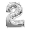 Balon foliowy srebrna "Cyfra 2", 33,5"- 85 cm / 1 szt