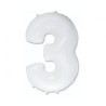 Balon foliowy biały "cyfra 3", 33,5"- 85 cm /1szt