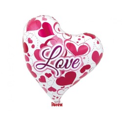 Foliowy Balony kolorowe z napis. "Love"(Serce). 14" - 35 cm / 1 szt.