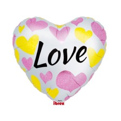 Foliowy Balony kolorowy z napis. "Love"(Serce). 25" - 62 cm / 1 szt.