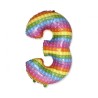 Balon foliowy kolorowy w kropki w kształcie "Cyfry 3", 27"- 69 cm / 1 szt