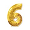 Balon foliowy złota Cyfra 6, 27"- 69 cm / 1 szt.