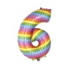 Balon foliowy kolorowy w kropki w kształcie "Cyfry 6", 27"- 69 cm / 1 szt