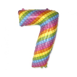 Balon foliowy kolorowy w kropki w kształcie "Cyfry 7", 27"- 69 cm / 1 szt