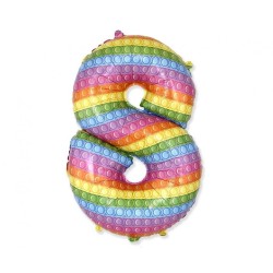 Balon foliowy kolorowy w kropki w kształcie "Cyfry 8", 27"- 69 cm / 1 szt