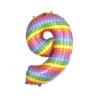 Balon foliowy kolorowy w kropki w kształcie "Cyfry 9", 27"- 69 cm / 1 szt
