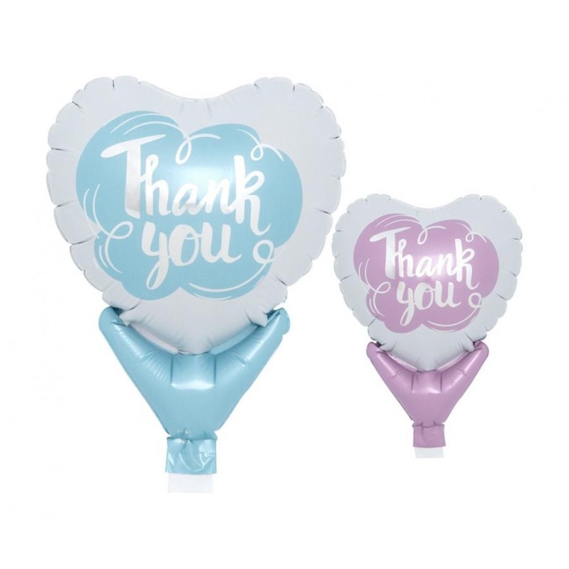 Foliowe Balony niebieski i różowy z napis. "Thank You" 5" - 13 cm / 10 szt.