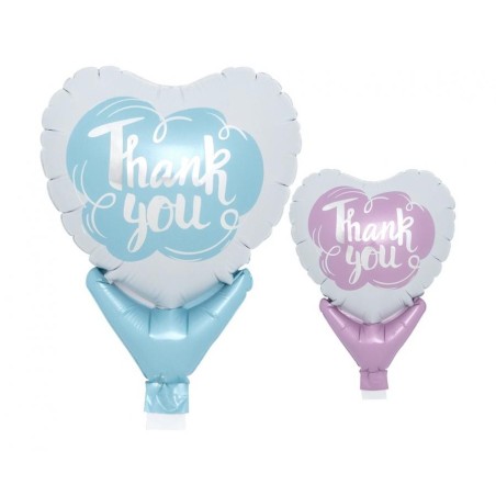 Foliowe Balony niebieski i różowy z napis. "Thank You" 5" - 13 cm / 10 szt.