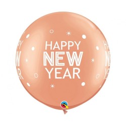 Lateksowe Balony różowo-złoty z napis. "Happy new year". 30" - 76 cm / 2 szt.