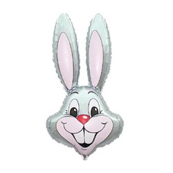 Foliowy balon szary w kształcie "królika" 14" - 35 cm. 1 szt.