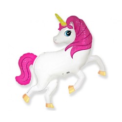 Foliowy balon różowy w kształcie "jednorożeca" 14" - 35 cm. 1 szt.