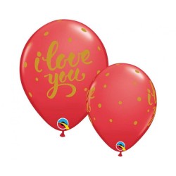 Lateksowe Balony czerwony z napis. "I Love You" 11" - 28 cm / 25 szt.