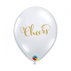 Lateksowe Balony przezroczyste z napis. "Cheers" 11" - 28 cm / 25 szt.