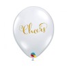 Lateksowe Balony przezroczyste z napis. "Cheers" 11" - 28 cm / 25 szt.