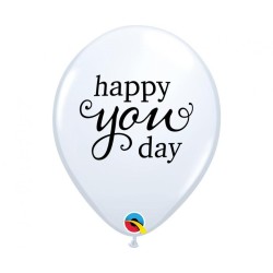 Lateksowe Balony biały z napis. "Happy you day" 11" - 28 cm / 25 szt.