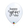 Lateksowe Balony biały z napis. "Happy you day" 11" - 28 cm / 25 szt.