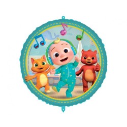 Foliowe Balony kolorowe z nadrukiem Cocomelon. 18"- 46 cm / 1 szt.