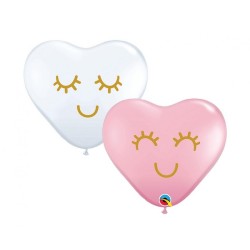 Lateksowe Balony biały i różowy z nadru. Emotikony 11" - 28 cm / 50 szt.