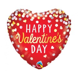 Foliowe Balony czerwone z napis. "Happy Valentine's Day". 18" - 46 cm / 1 szt.