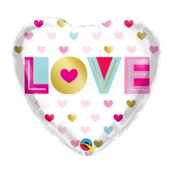Foliowe Balony kolorowe metalik z napisem "Love"(Serca). 18"- 46 cm / 1 szt.
