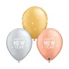 Lateksowe Balony kolorowe z napis. "Happy new year" 11" - 28 cm / 25 szt.
