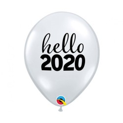 Lateksowe Balony przezroczysty z napis. "Hello 2020" 11" - 28 cm / 1 szt.