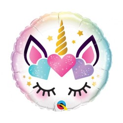 Foliowe Balony kolorowe z nadrukiem Unicorn . 18"- 46 cm / 1 szt.