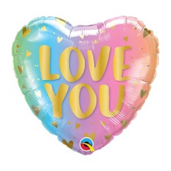 Foliowe Balony kolorowe z napisem "Love You"(Serca). 18"- 46 cm / 1 szt.