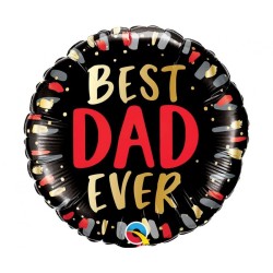 Foliowe Balony kolorowe z napisem "Best Dad Ever". 18"- 46 cm / 1 szt.