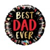 Foliowe Balony kolorowe z napisem "Best Dad Ever". 18"- 46 cm / 1 szt.