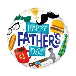 Foliowe Balony kolorowe z napisem "Happy Father's Day". 18"- 46 cm / 1 szt.