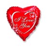 Balon foliowy czerwony w kształcie serca z nadrukiem "I Love You", 18"- 46 cm /1szt