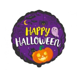 Foliowe Balony kolorowe z napis. "Happy Halloween". 18" - 46 cm / 1 szt.(pakowany)