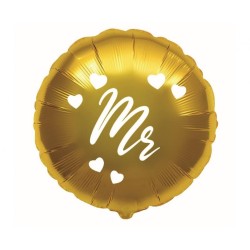 Foliowe Balony złote z napis. "Mr". 18" - 46 cm / 1 szt.(pakowany)