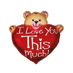 Foliowe Balony czerwone z napis. "I Love You This Much". 18" - 46 cm / 1 szt.(pakowany)