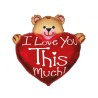 Foliowe Balony czerwone z napis. "I Love You This Much". 18" - 46 cm / 1 szt.(pakowany)