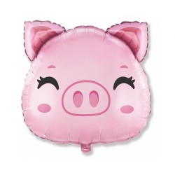 Foliowy balon różowy w kształcie "Świnki" 24" - 61 cm. 1 szt. (pakowany)