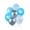 Lateksowe Balony srebrno-niebieski z napisem "Happy Birthday". 12"- 30 cm / 7 szt.
