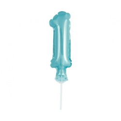 Balon foliowy niebieski na patyku "cyfra 1", 13"- 33 cm /1szt