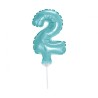 Balon foliowy niebieski na patyku "cyfra 2", 13"- 33 cm /1szt