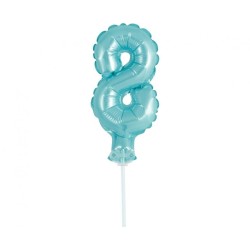 Balon foliowy niebieski na patyku "cyfra 8", 13"- 33 cm /1szt